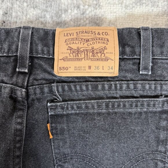 Vintage 90s Made in USA Levi's 550 Orange Tab Denim Jeans - Picture 3 of 5